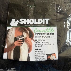 Sholdit Convertible Infinity Scarf with Pocket - Cream/Black